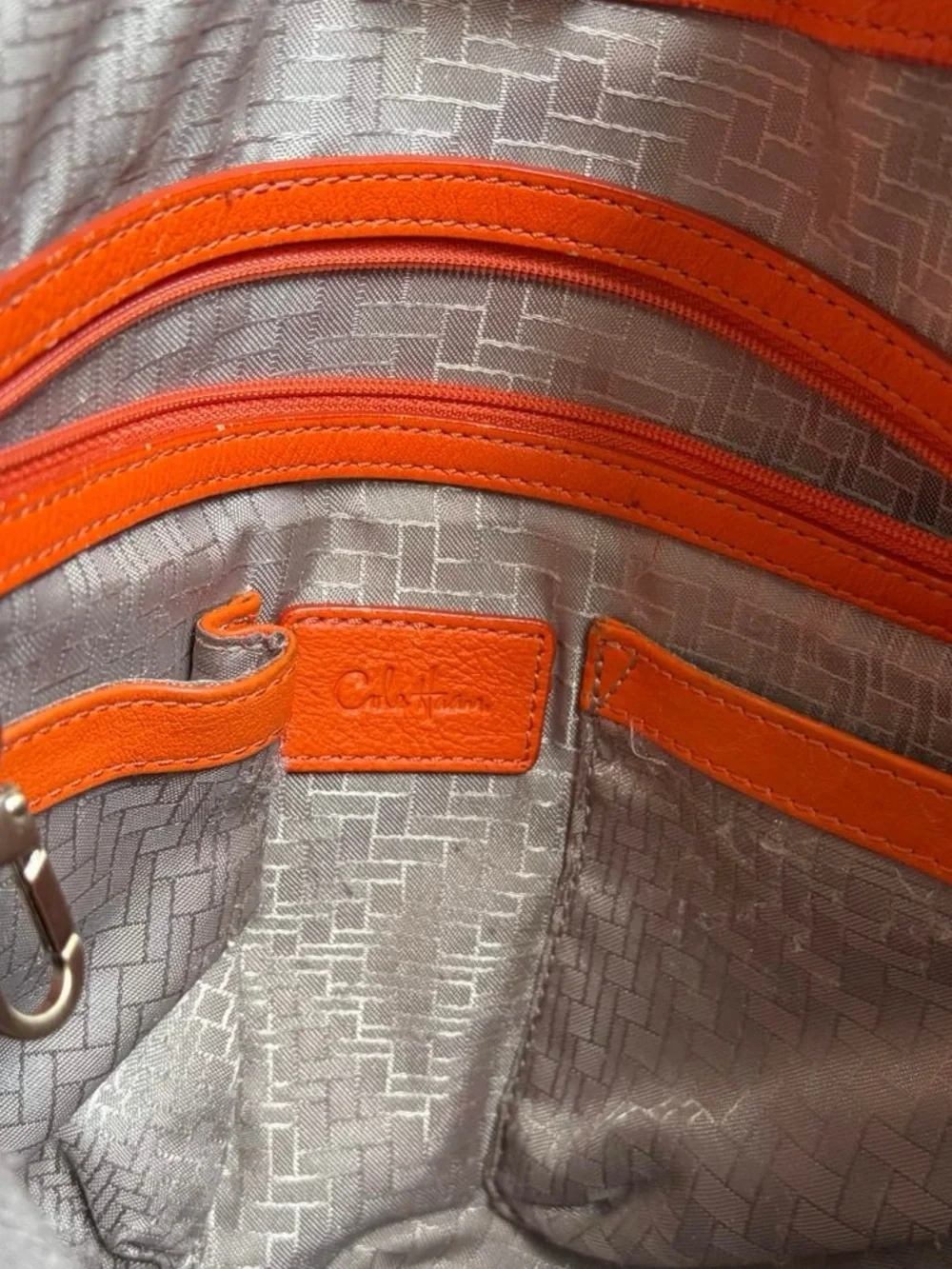 Cole Haan Orange Leather Tassel Drawstring Hobo Shoulder Bag with Dust Bag